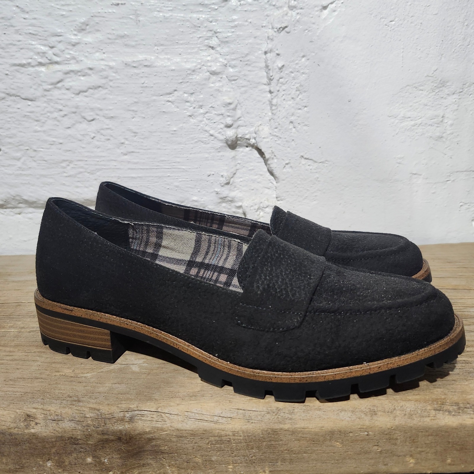 White Mountain Donahue Black Lug Sole Loafers Womens 8m W31626 Chunky Slip On